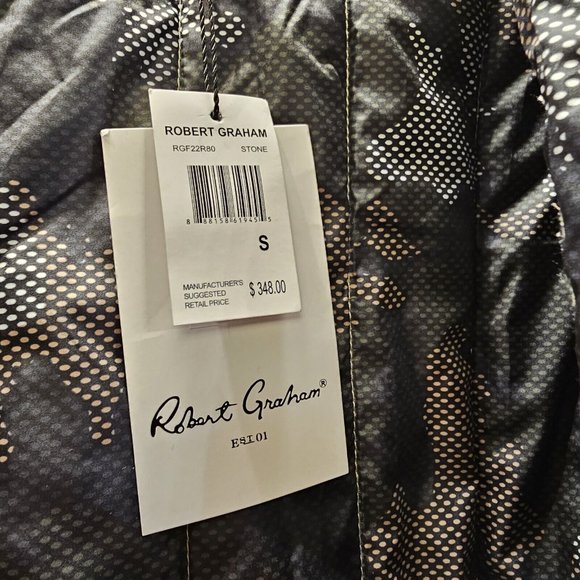 ROBERT GRAHAM Quilted Padded Shacket Jacket - Men's Size S - Stone - NWT $348.00 - Picture 10 of 11